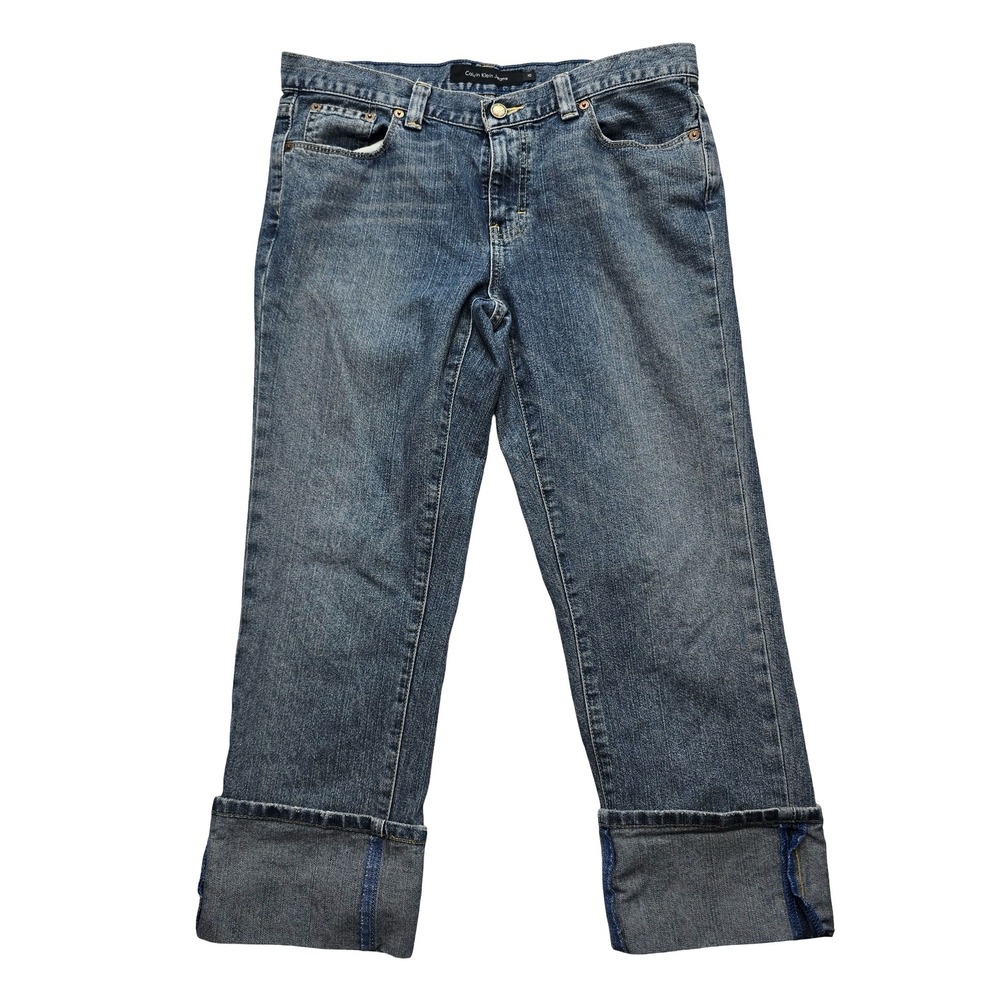 Calvin Klein Jeans Women Cropped Blue Denim Ankle Jeans